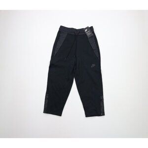 New Nike Tech Fleece Womens Size XS Spell Out Cropped Sweatpants Pants Black